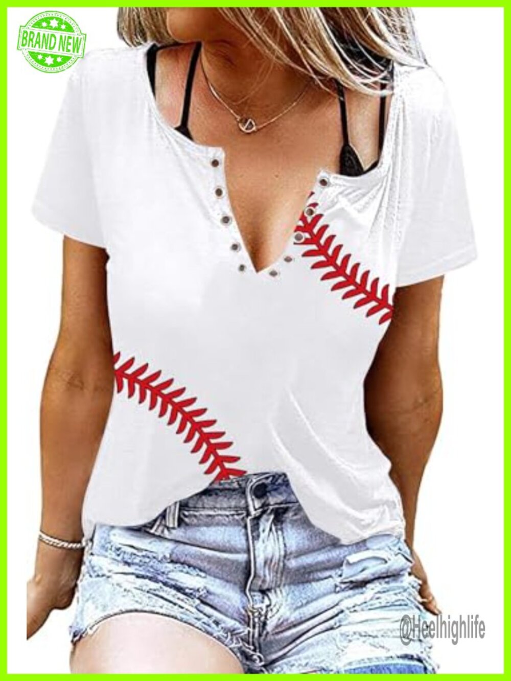 Women's Cotton Blend V-Neck Graphic Tee Casual Short Sleeve T-Shirt